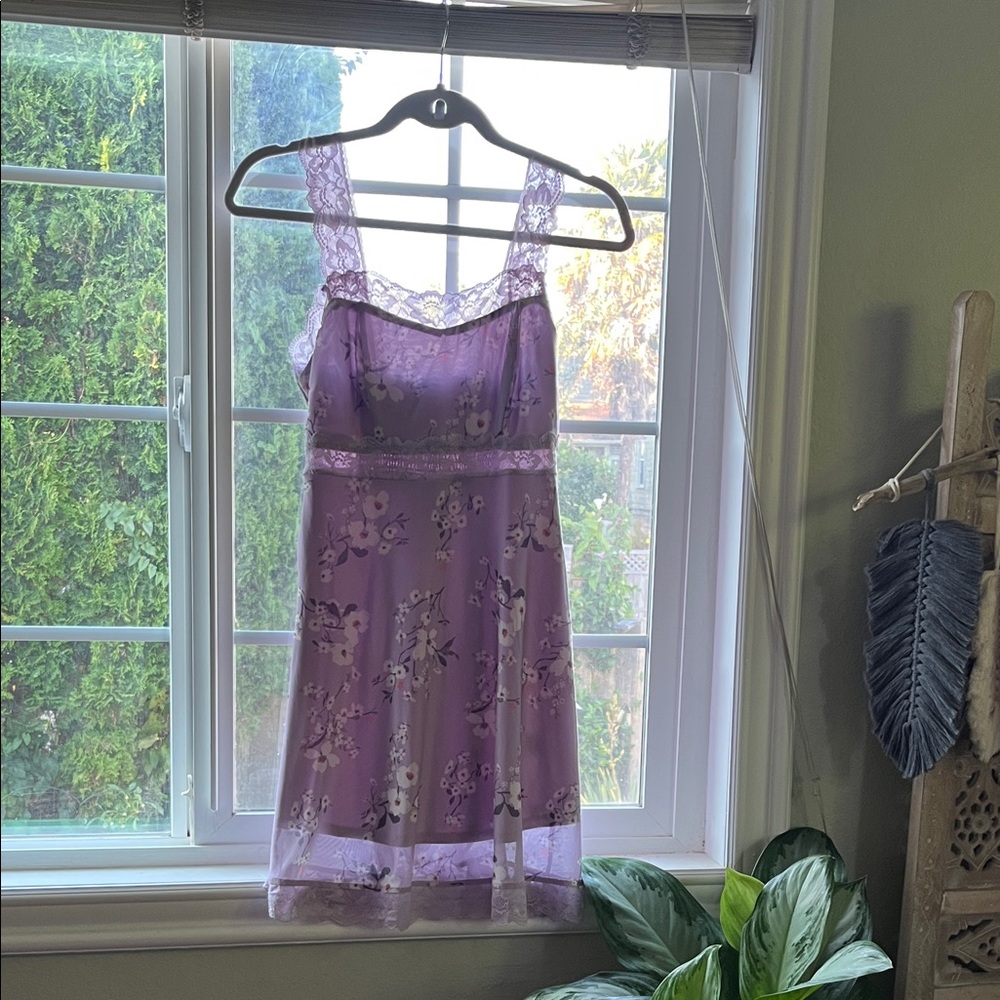 STITCH & PINE Polyester Blend Lavender Floral Lace Mini Dress Size Juniors Small
